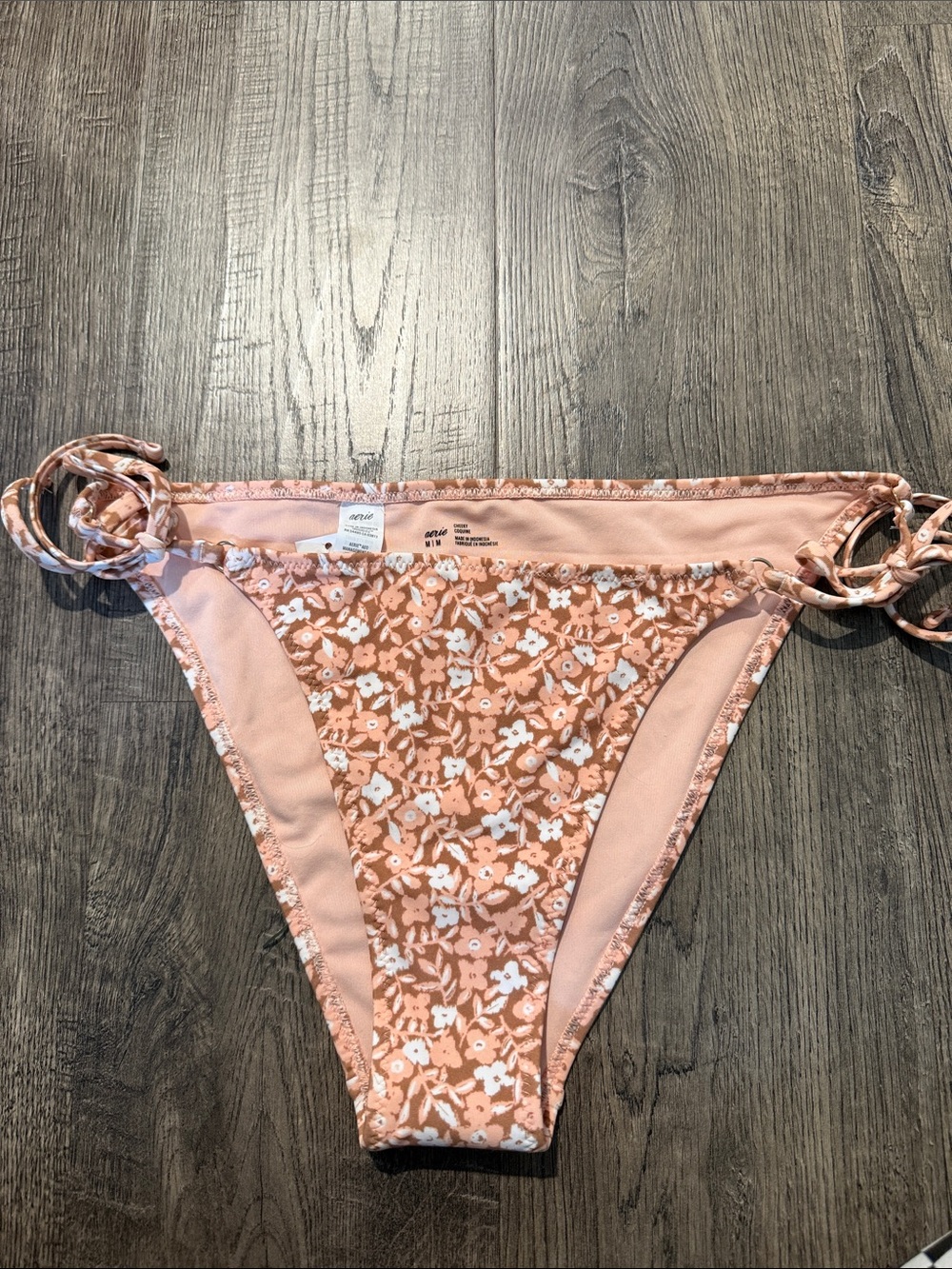 aerie Pink Floral Side-Tie Bikini Bottoms